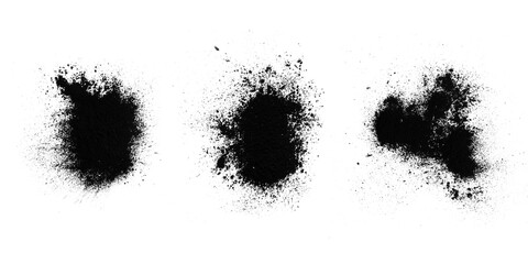 Poster - set of black splashes with splashes isolated on white background