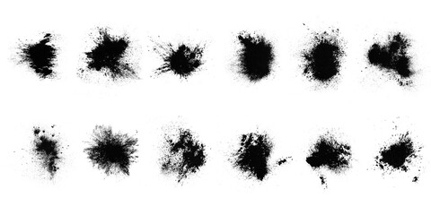 Poster - set of black splashes with splashes isolated on white background