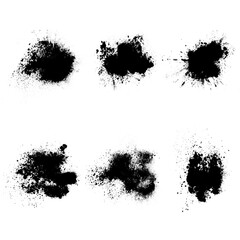 Poster - set of black splashes with splashes isolated on white background