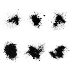 Poster - set of black splashes with splashes isolated on white background