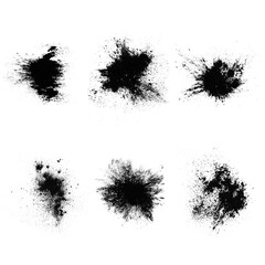 Poster - set of black splashes with splashes isolated on white background