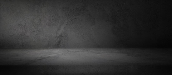 Wall Mural - concrete stone wall background, dark empty product display for presentation