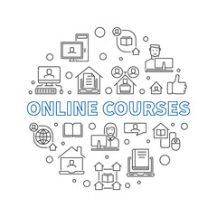 Poster - Online Courses outline vector concept round minimal illustration