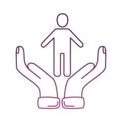 Poster - hands human protecting human figure silhouette line style icon