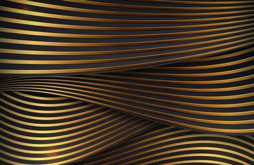 Wall Mural - Black and gold luxury elegant background banner with wavy lines gold color 