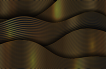 Wall Mural - Black and gold luxury elegant background. gold abstract background banner with wavy lines gold color creative modern	