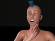 3D Rendering of women showing middle finger