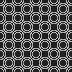 Aufkleber - Vector outline dark seamless geometric pattern with Cog Wheels