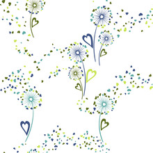 Dandelion Flowers Cute Vector Seamless Pattern.