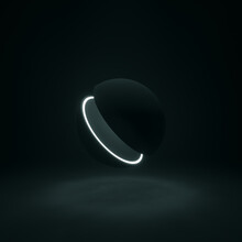 3d Rendering Illustration. Black White Lighted Abstract Sphere