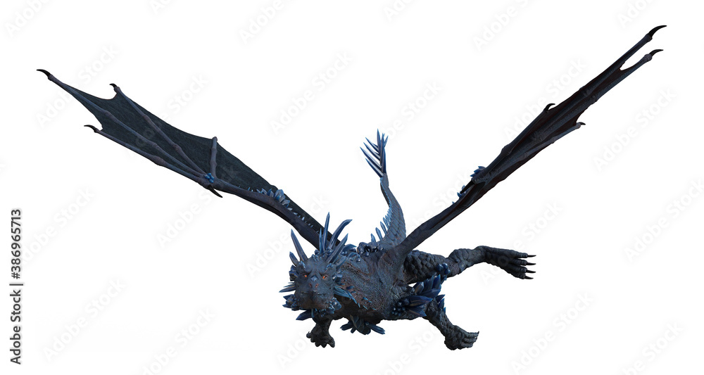 Blue spiked flying dragon on a white background. Stock Illustration ...