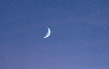 beautiful moon on the starry sky. astronomic background.