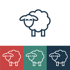 Wall Mural - Linear vector icon with sheep side