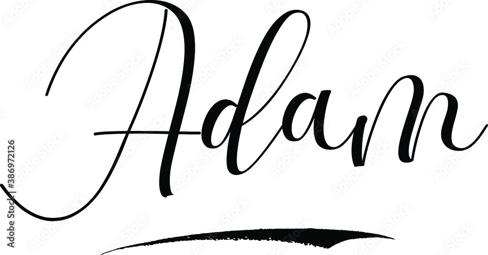 Adam -Male Name Cursive Calligraphy on White Background Stock Vector ...