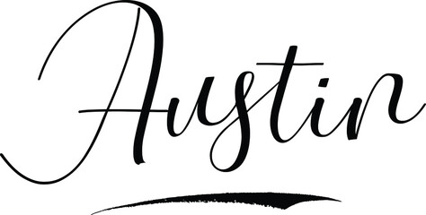 Fototapete - Austin-Male Name Cursive Calligraphy on White Background