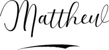 Matthew -Male Name Cursive Calligraphy On White Background