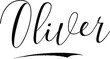 Oliver -Male Name Cursive Calligraphy on White Background
