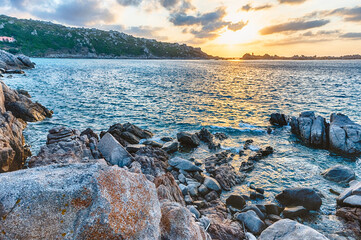 Canvas Print - Scenic sunset over the sea, Santa Teresa Gallura, Sardinia, Italy