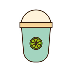 Poster - iced tea mug with lemon line and fill style icon vector design