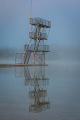 Wall Mural - Clairvaux-Les-Lacs, France - 09 02 2020: Reflections on the big lake - La Raillette