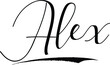 Alex -Male Name Cursive Calligraphy on White Background