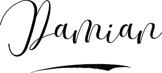 Fototapete - Damian -Male Name Cursive Calligraphy on White Background