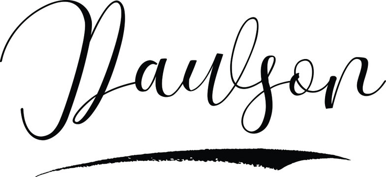 Dawson -Male Name Cursive Calligraphy on White Background