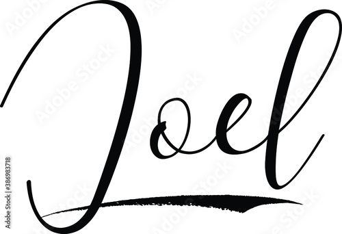 Cuadros en Lienzo Joel -Male Name Cursive Calligraphy on White Background