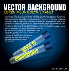 Poster - Vector dark background with two test tubes coronavirus and covid-19