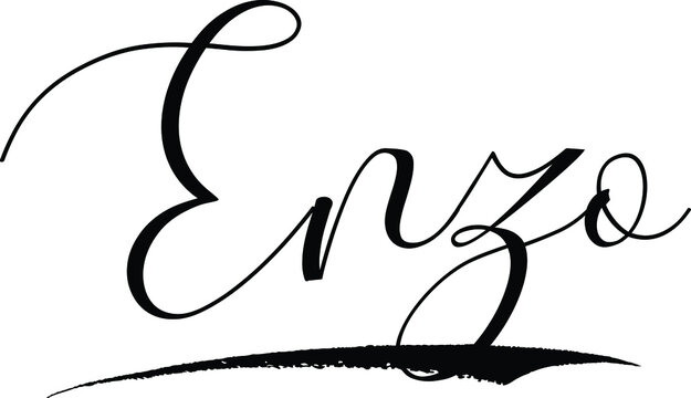  Enzo -Male Name Cursive Calligraphy on White Background