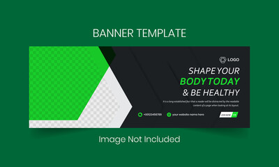 fitness and gym promotional social media cover and banner design vector template