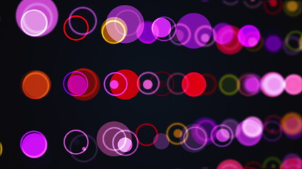 Poster - Computer generated the rows of multi colored circles and rings. 3d rendering abstract background from different round particles