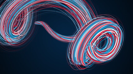 Poster - Spiral abstract element from particles, computer generated. 3d rendering vortex backdrop