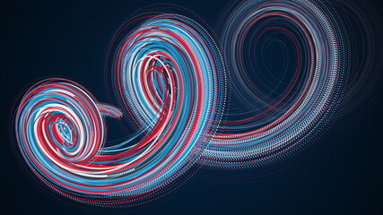 Poster - Spiral abstract element from particles, computer generated. 3d rendering vortex backdrop