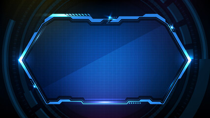 Wall Mural - abstract futuristic background of blue glowing technology sci fi frame hud ui