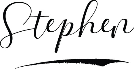 Poster -  Stephen -Male Name Cursive Calligraphy on White Background