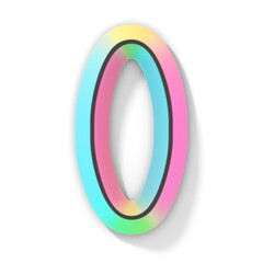 Fototapete - Neon color bright font Number 0 ZERO 3D