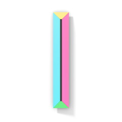 Poster - Neon color bright font Letter I 3D
