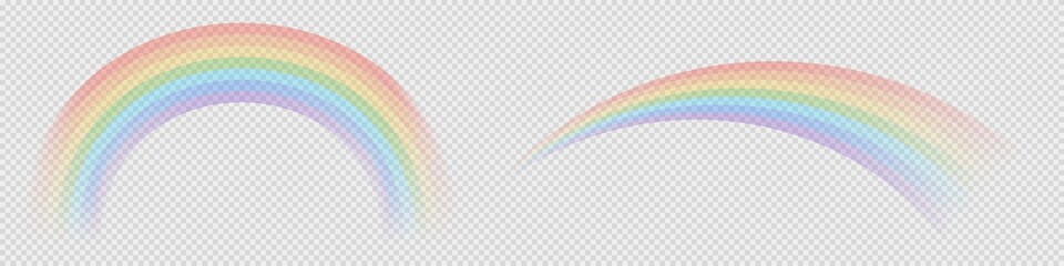 transparent rainbow icons. isolated realistic after rain sky background. abstract wave of transparen