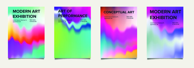 Aufkleber - Colorful neon modern background. Abstract glitched texture with gradient vibrant bright stains.