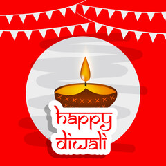 Poster - illustration of elements of hindu festival Diwali background. illustration of Hindu god Laxmi and Ganesh with Happy Diwali text on the occasion of Hindu festival Diwali celebrated in India
