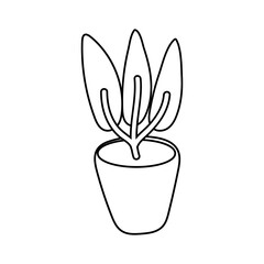 Sticker - houseplant in ceramic pot isolated icon