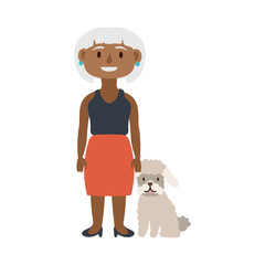 Canvas Print - old afro woman with dog pet avatar character