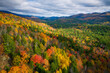 Aerial view of Mountain Forests in Autumn with Fall Colors in New England
