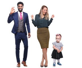 Sticker - Happy family in front of a white background