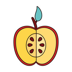 Sticker - apple red half fresh fruit nature icon