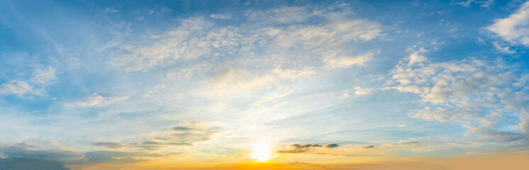 Wall Mural - panorama sunset sky for background or sunrise sky and cloud at morning.