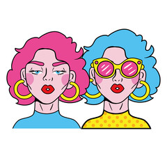 Poster - hair colors girls couple fashion pop art style