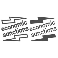 Poster - Economic sanctions text with lightning line and solid icon, economic sanctions concept, Economic sanction sign on white background, Signpost sanctions icon in outline style. Vector graphics.