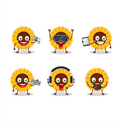 Sticker - Sunflower cartoon character are playing games with various cute emoticons